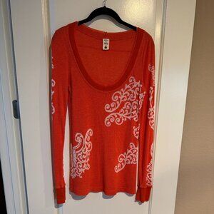 Free People Retro Long Sleeve Top, Size Large
